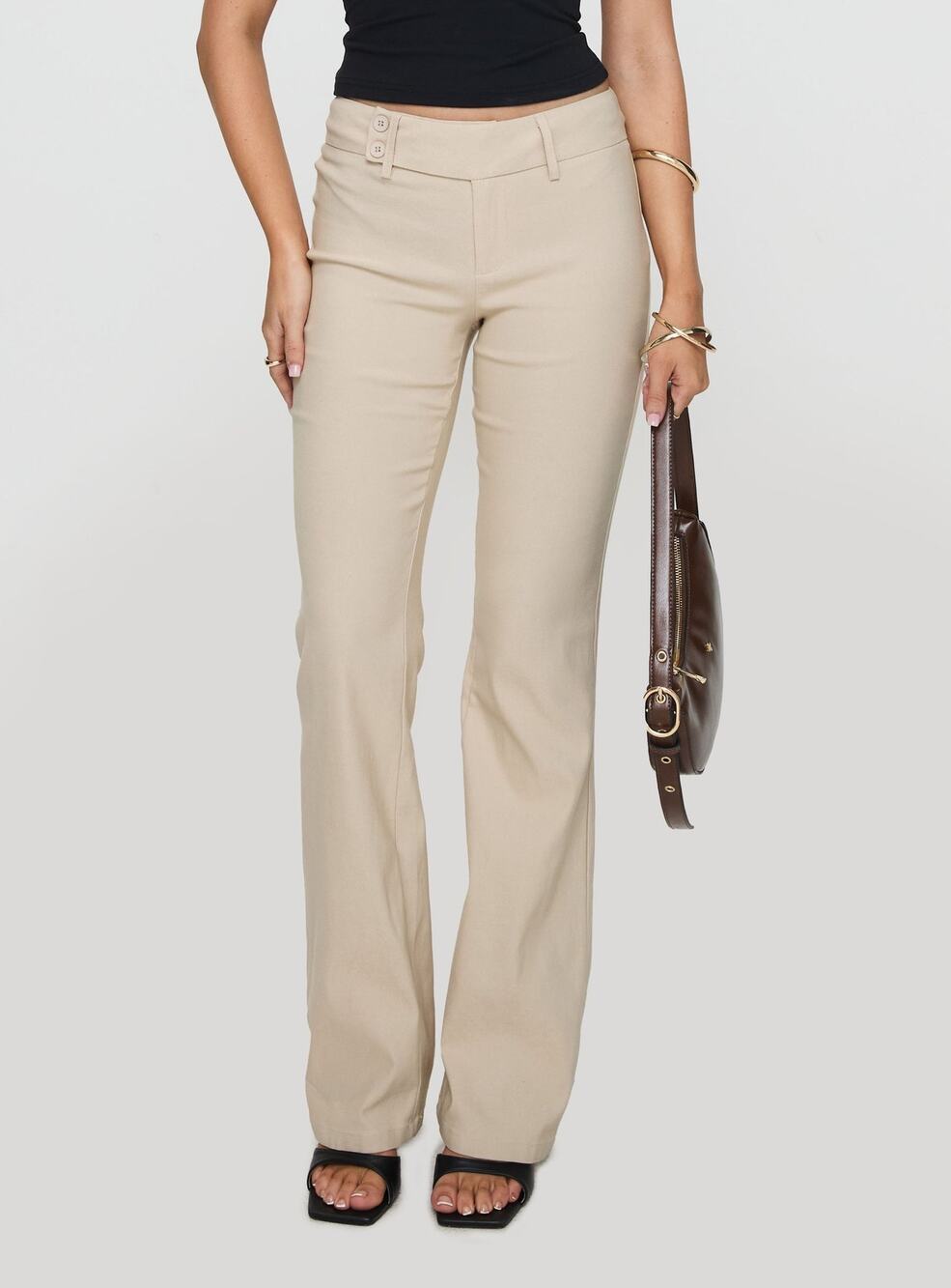 Princess Polly Kinkirk Flared Pants in Taupe - 0